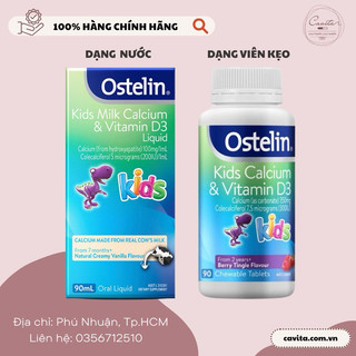 Ostelin Canxi và D3 cho bé dạng nước 90ml và dạng kẹo 90 viên