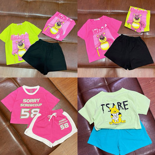 Bộ thun đùi cotton bé gái