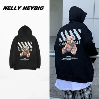 Áo hoodie Nelly Heybig unisex form rộng cho nam nữ cặp đôi bear 69