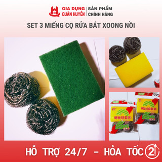Set 3 mớ cọ rửa bát và xoong nồi
