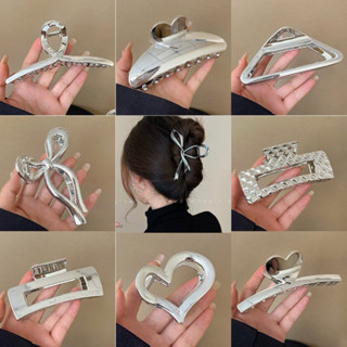  Kẹp tóc nhựa Acrylic phủ bạc cỡ lớn phong cách Hàn quốc 