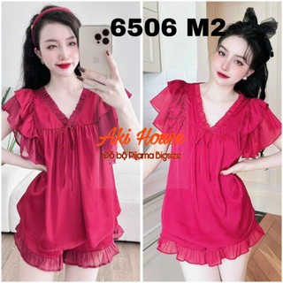 Bộ ngủ lụa đùi form tiểu thư bigsize 50-95kg mặc nhà sang trọng chất lụa xước mềm mát - Aki House Pijama