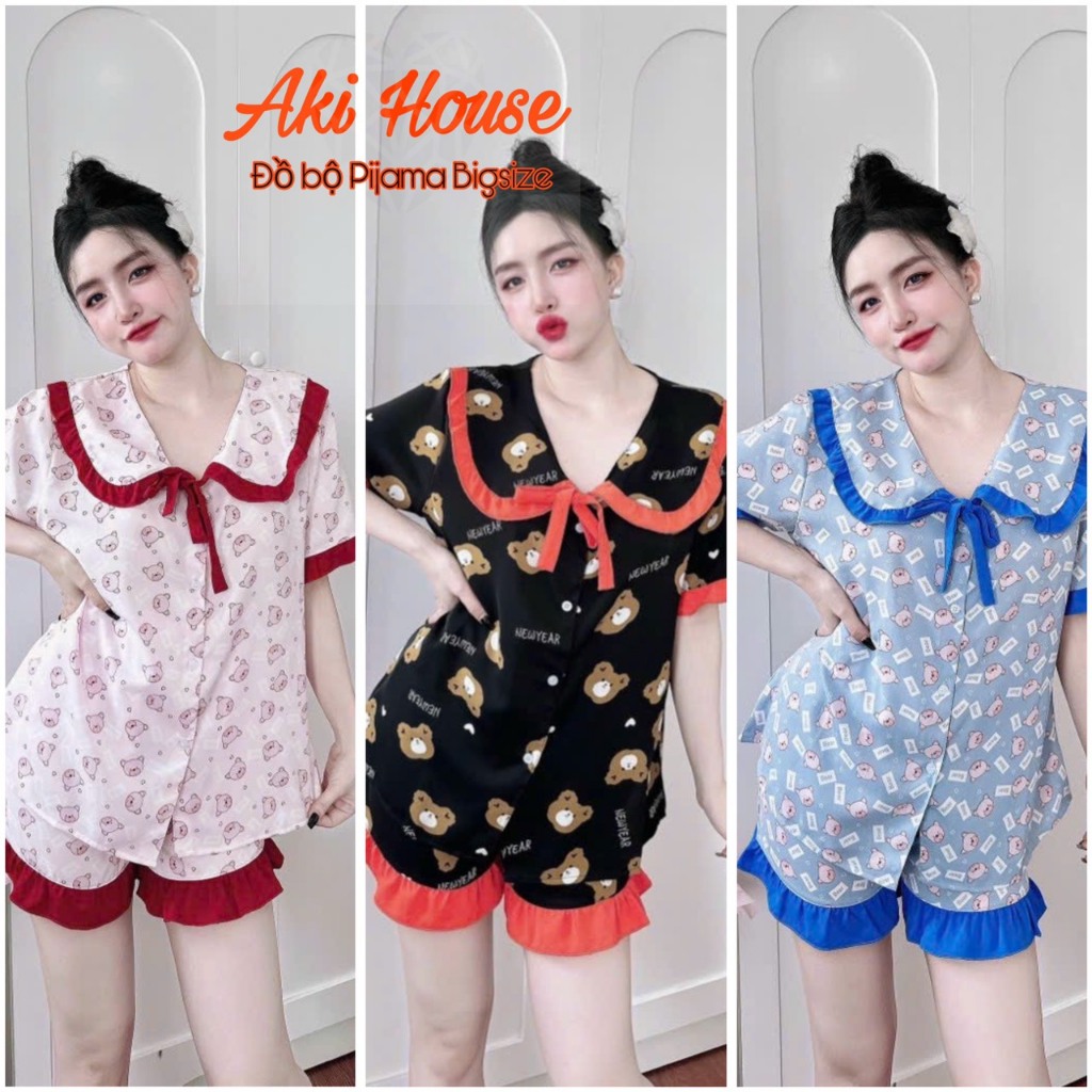 [Bigsize 50-110kg]Đồ bộ Bigsize Đùi Lụa Mango 50-110kg Bộ Mặc Nhà nữ mềm mát,thoải mái - Aki House P