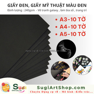 [ TÂM TÂM ] Giấy đen, giấy mỹ thuật màu đen 240gsm - làm bìa sổ , DIY,  trang trí , vẽ tranh ...