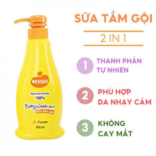 Sữa tắm gội Wesser 2in1 Amber & Musk hương hổ phách xạ hương 500ml (Màu hồng)