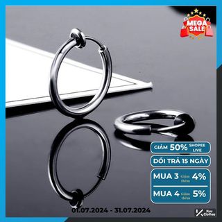 Khuyên tai nam nữ unisex tròn dạng kẹp không cần lỗ KuuClothes màu bạc đen đơn giản đẹp nhỏ xinh - HT KC
