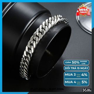 Vòng tay nam titan thép không gỉ dây xích bản to cuban lắc tay mắt xích to 8mm Kuulothes phong cách cá tính- Lắc tay TIN