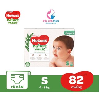  Tã dán cao cấp Huggies Platinum Nature Made size S 82 miếng cho trẻ từ 4-8kg 