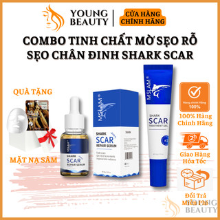 Combo tinh chất mờ sẹo rỗ, sẹo chân đinh shark scar -tế bào gốc cá mập shark scar giảm sẹo rỗ sẹo thâm mụn- young beauty