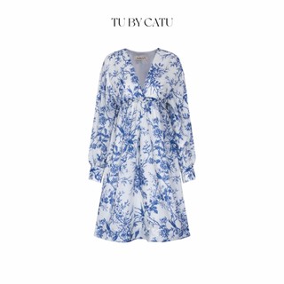 Tubycatu | đầm bông xanh bèo ngực tay dài