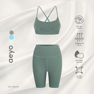 Set đồ yoga gym Airy Sporty chất cotton mềm mại, ôm vừa thoải mái, thiết kế thời trang
