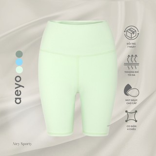 Quần biker short yoga gym nữ Airy Sporty, cạp cao, chất liệu aeyoFit tôn dáng, ôm vừa vặn thoải mái