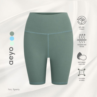 Quần biker short yoga gym nữ Airy Sporty, cạp cao, chất liệu aeyoFit tôn dáng, ôm vừa vặn thoải mái