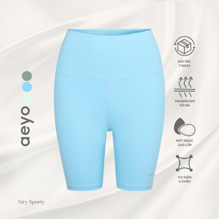 Quần biker short yoga gym nữ Airy Sporty, cạp cao, chất liệu aeyoFit tôn dáng, ôm vừa vặn thoải mái