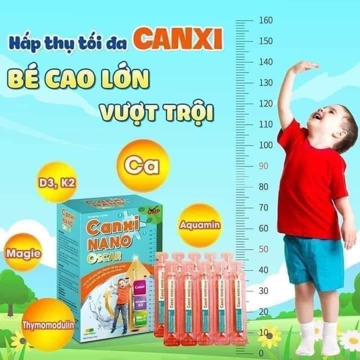 CANXI NANO OSCAR DƯỢC VẠN TAM hộp 20 ống Bổ sung canxi, vitamin D3, hỗ trợ xương, răng chắc khỏe.