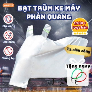Bạt phủ xe máy che nắng, mưa, chống bụi có bọc trùm gương, Bạt che xe máy dù chống thấm,phản quang cao cấp tặng khóa dây