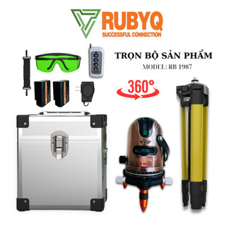 Máy cân bằng laser rubyq rb-1987 có điều khiển trục xoay 360 độ. 5 tia xanh bóng led siêu sáng