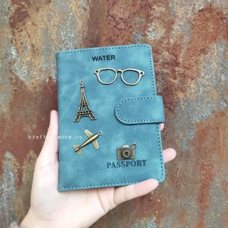 Bao da đựng passport, hộ chiếu CAO CẤP CÓ QUAI CÀI