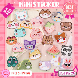  Iron Patch Miếng Ủi Thêu Quần Áo Sticker Vá Đồ Rách Con Vật Dễ Thương Gấu Trúc Khủng Long Chó Mèo Ninisticker 