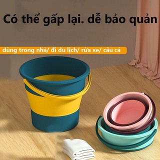 Xô Gấp Gọn Đa Năng Silicon, Chậu Ngâm Chân, Rửa Xe, Giặt Đồ Tiết Kiệm Không Gian, Dày Dặn