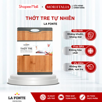 Thớt tre La Fonte cỡ lớn, Tre tự nhiên Việt Nam, Kháng khuẩn, Không hoá chất tạo màu - Moriitalia
