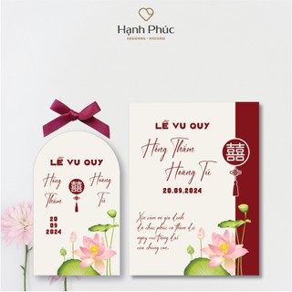 Tem dán nước suối + Thẻ cảm ơn + Tag dán nắp/Nơ lụa - Chủ đề hoa sen