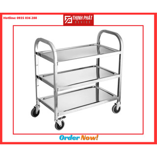 Xe đẩy thức ăn inox 3 tầng
