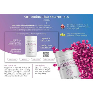 Viên Chống nắng sáng da Codeage Polyphenols Broad Spectrum 120 Viên
