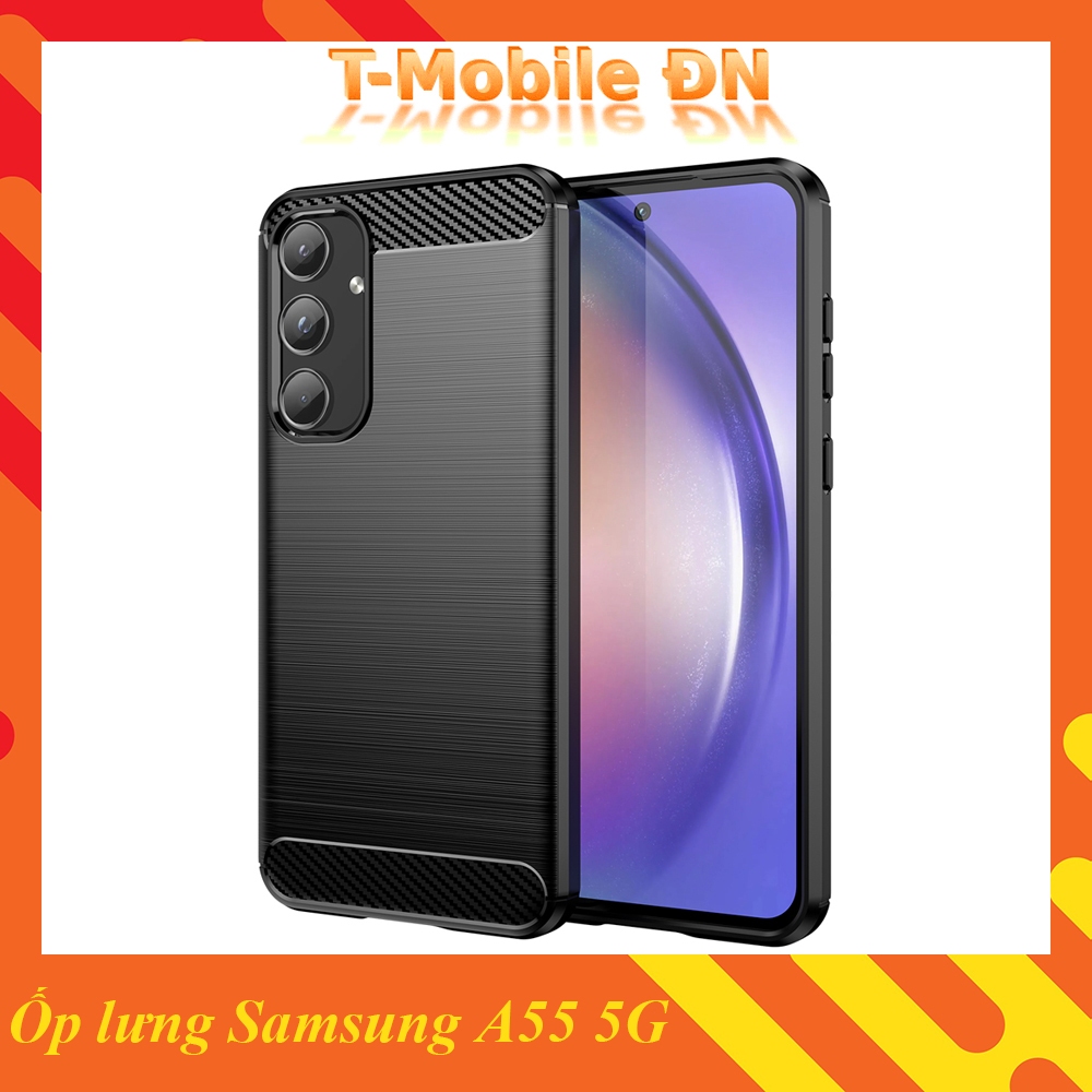Ốp lưng Samsung A55 5G, Ốp silicone mềm dẻo Carbone phay xước chống sốc chống vân tay cho Samsung A5