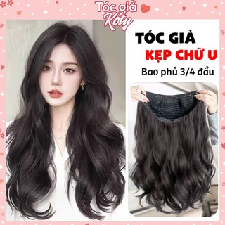  Kẹp tóc giả chữ U dài xoăn cho nữ Koty tóc giả 3 4 đầu thẳng làm dài tóc 