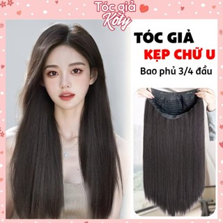  Tóc giả kẹp chữ U thẳng dài cho nữ Koty tóc giả 3 4 đầu xoăn làm dài tóc 