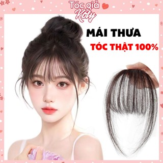 Tóc mái giả bằng tóc thật 100% dệt tay - tóc giả mái thưa tóc thật Hàn Quốc