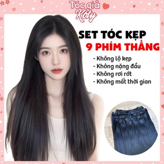 Tóc kẹp phím 9 mảnh thẳng, bộ tóc giả kẹp 9 tép làm dài và phồng tóc