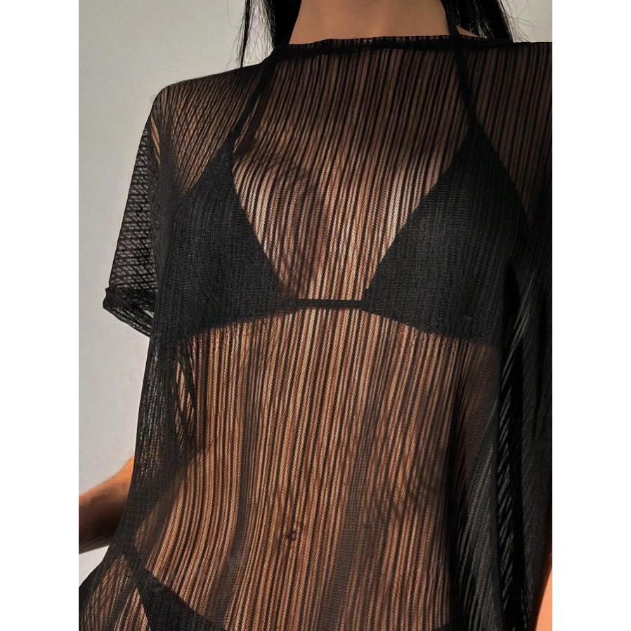 Áo lưới đi biển BBstore, đầm lưới xuyên thấu khoác ngoài bikini