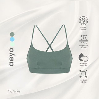 Áo bra thể thao yoga Airy Sporty, dáng ngắn ôm chân ngực, màu ghi đậm, chất liệu aeyoFit, ôm vừa vặn