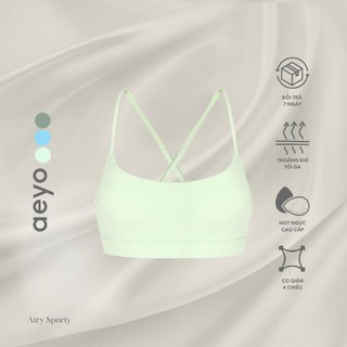 Áo bra thể thao yoga Airy Sporty, dáng ngắn ôm chân ngực, màu bơ, chất liệu aeyoFit, ôm vừa vặn
