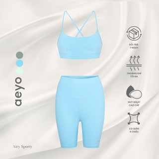 Set đồ yoga gym Airy Sporty chất cotton mềm mại, ôm vừa thoải mái, thiết kế thời trang