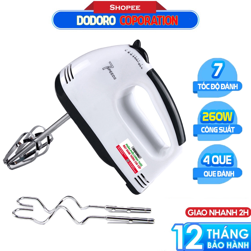 [SIÊU RẺ] Máy Đánh Trứng Cầm Tay 7 Tốc Độ Công Suất DODORO 260W