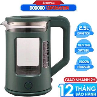 [SIÊU RẺ - BH 1NĂM] Ấm đun siêu tốc, Bình đun nước thủy tinh siêu tốc 1.8L DODORO D218- Bảo Hành 1 Năm