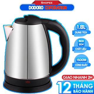 [SIÊU RẺ - BH 1NĂM] Ấm đun siêu tốc, Bình đun nước siêu tốc 1.8L DODORO A772 - Bảo Hành 1 Năm