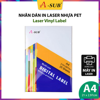 Decal In A4 A-Sub Nhựa PET Khổ A4 50μm 20 Tờ, Nhãn In Nhựa Vinyl Dùng Cho Máy In Laser