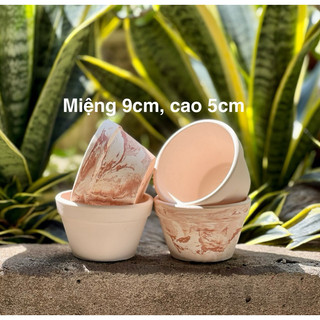 Chậu đất nung ly gờ lùn size 9x5cm trồng sen đá, xương rồng