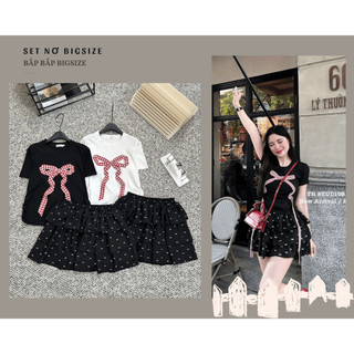 Set bigsize chân váy nơ tầng