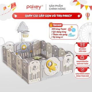 Quây cũi nhựa gấp gọn Pakey vũ trụ, quây bóng an toàn  TẶNG BÓNG RỔ + BÓNG + THẢM