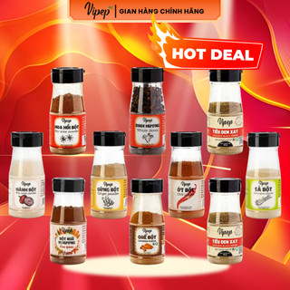 Bộ Gia Vị Vipep, gia vị nấu ăn hành bột, tỏi bột, ớt, ngũ vị hương, tiêu, quế, sả bột, ngò, nghệ
