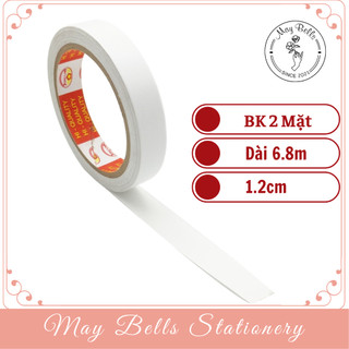 Lốc 12 Cuộn Băng Keo 2 Mặt 1.2cm, Băng Dính 2 Mặt Trang Trí Gói Quà Màu Trắng