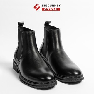 Giày Chelsea Boot Mũi Tròn Trẻ Trung SIGOURNEY Chất Da Bò Màu Đen Trơn BOOTS-02 Bảo Hành 18 Tháng