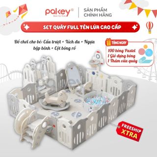 Quây Cũi Nhựa Full Set Cho Bé Hình KÈM Cầu Trượt + Xích Đu + Ngựa Bập Bênh, Quây Cũi Cao Cấp Hàng NEW 2025