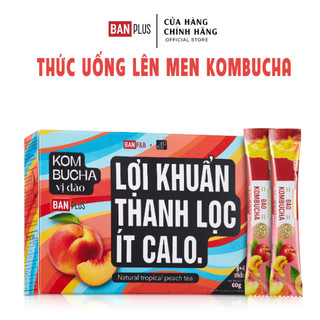Trà Kombucha vị Đào BanPlus hộp 12 gói x 5g