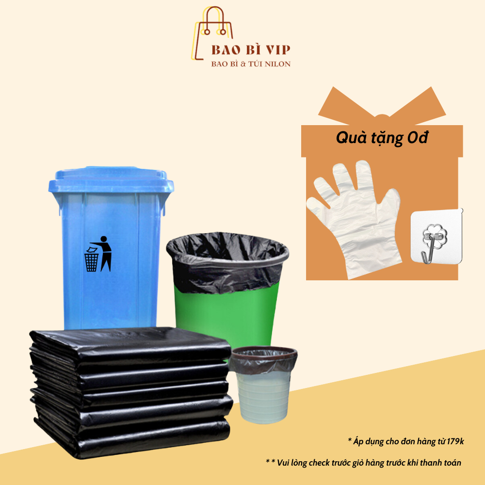Túi đựng rác 1kg, túi nilon đen không quai, túi bóng đen bọc hàng, loại đẹp đủ size, chịu tải tốt